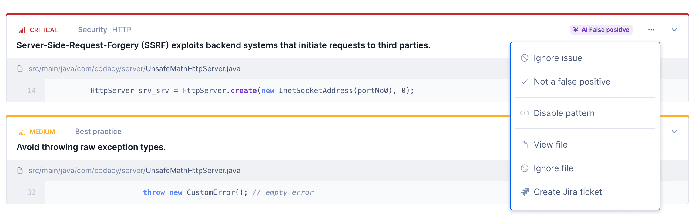 Managing system-detected false positives